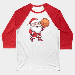 Santa Playing Basketball Christmas Baseball T-Shirt